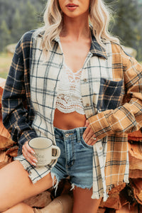 Chill Hour Oversized Mixed Plaid Shacket (Multi/Navy) - NanaMacs
