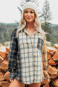 Chill Hour Oversized Mixed Plaid Shacket (Multi/Navy) - NanaMacs