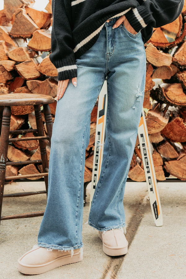 Zari High Rise Straight Leg Mica Denim Jeans (Medium) - NanaMacs