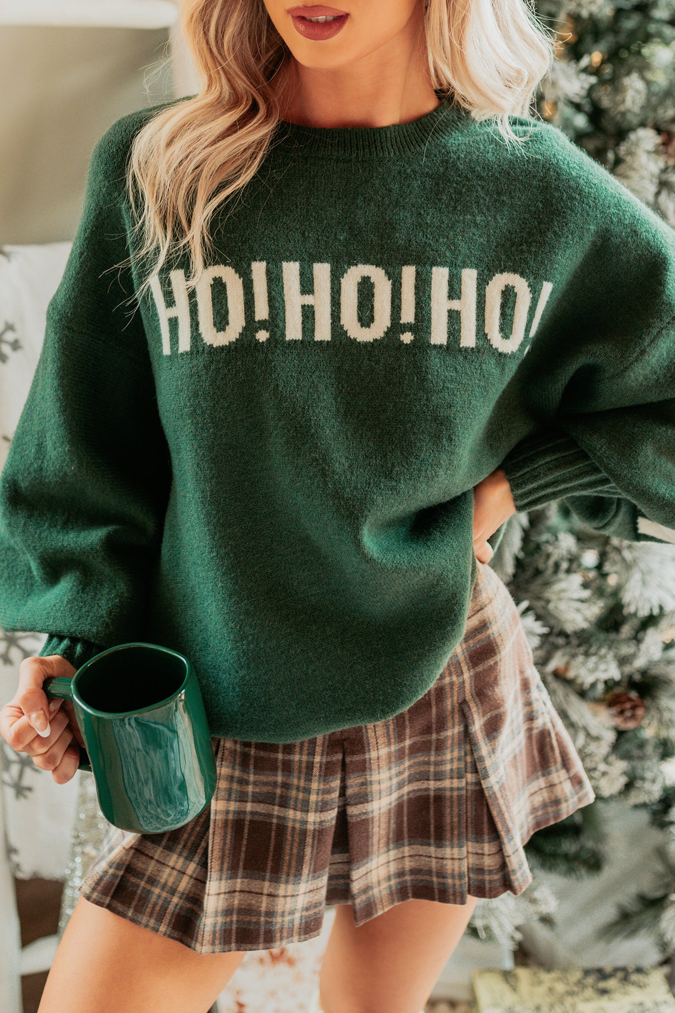Festive Mood Mello Holiday Sweater (Green) - NanaMacs