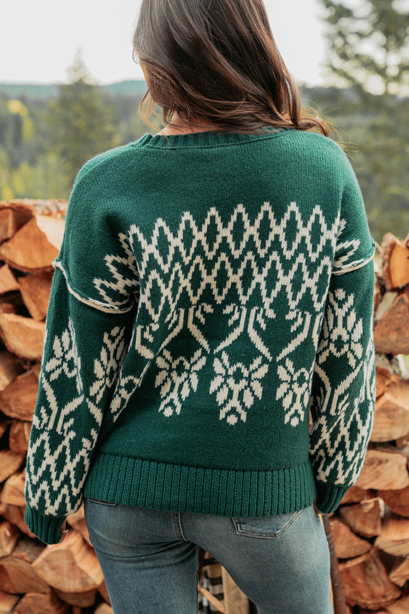 Life At Ease Fair Isle Knit Sweater (Forest) - NanaMacs