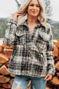 Deadline Driven Plaid Boucle Button-Up Jacket (Black) - NanaMacs