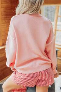"Santa Baby" Knit Christmas Sweater (Light Pink) - NanaMacs