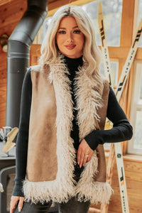 Lingering Muse Faux Fur Suede Vest (Mocha) - NanaMacs