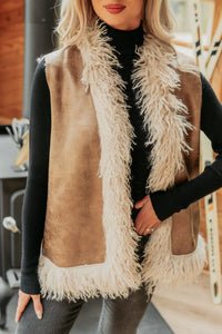 Lingering Muse Faux Fur Suede Vest (Mocha) - NanaMacs