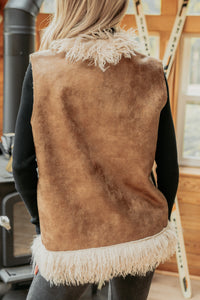 Lingering Muse Faux Fur Suede Vest (Mocha) - NanaMacs