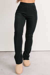 Daily Rituals Ribbed High Rise Flare Leggings (Black) - NanaMacs