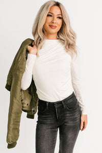 If You Knew Mock Neck Long Sleeve Top (Ivory) - NanaMacs
