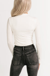 If You Knew Mock Neck Long Sleeve Top (Ivory) - NanaMacs