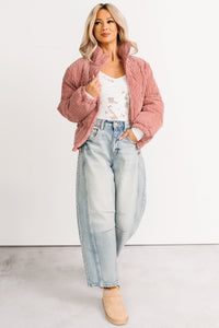 Purely Casual Corduroy Puffer Jacket (Mauve) - NanaMacs