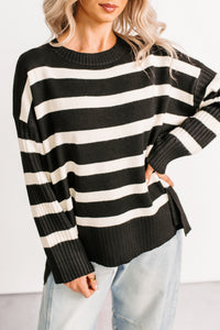 You All Along Striped Oversized Sweater (Black) - NanaMacs