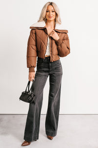 Up To Snow Good Quilted Puff Jacket (Brown) - NanaMacs