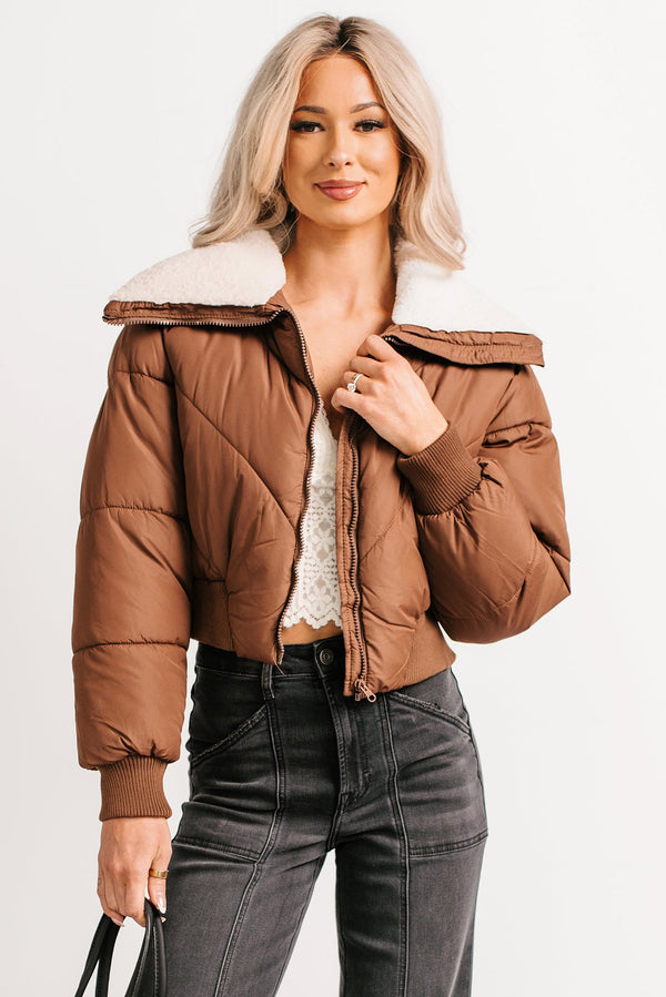 Up To Snow Good Quilted Puff Jacket (Brown) - NanaMacs