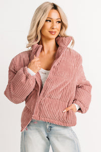 Purely Casual Corduroy Puffer Jacket (Mauve) - NanaMacs