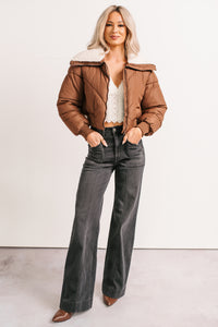 Up To Snow Good Quilted Puff Jacket (Brown) - NanaMacs