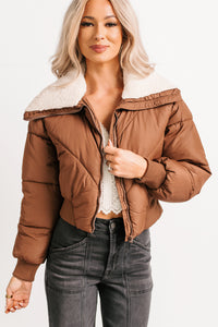 Up To Snow Good Quilted Puff Jacket (Brown) - NanaMacs