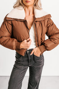 Up To Snow Good Quilted Puff Jacket (Brown) - NanaMacs