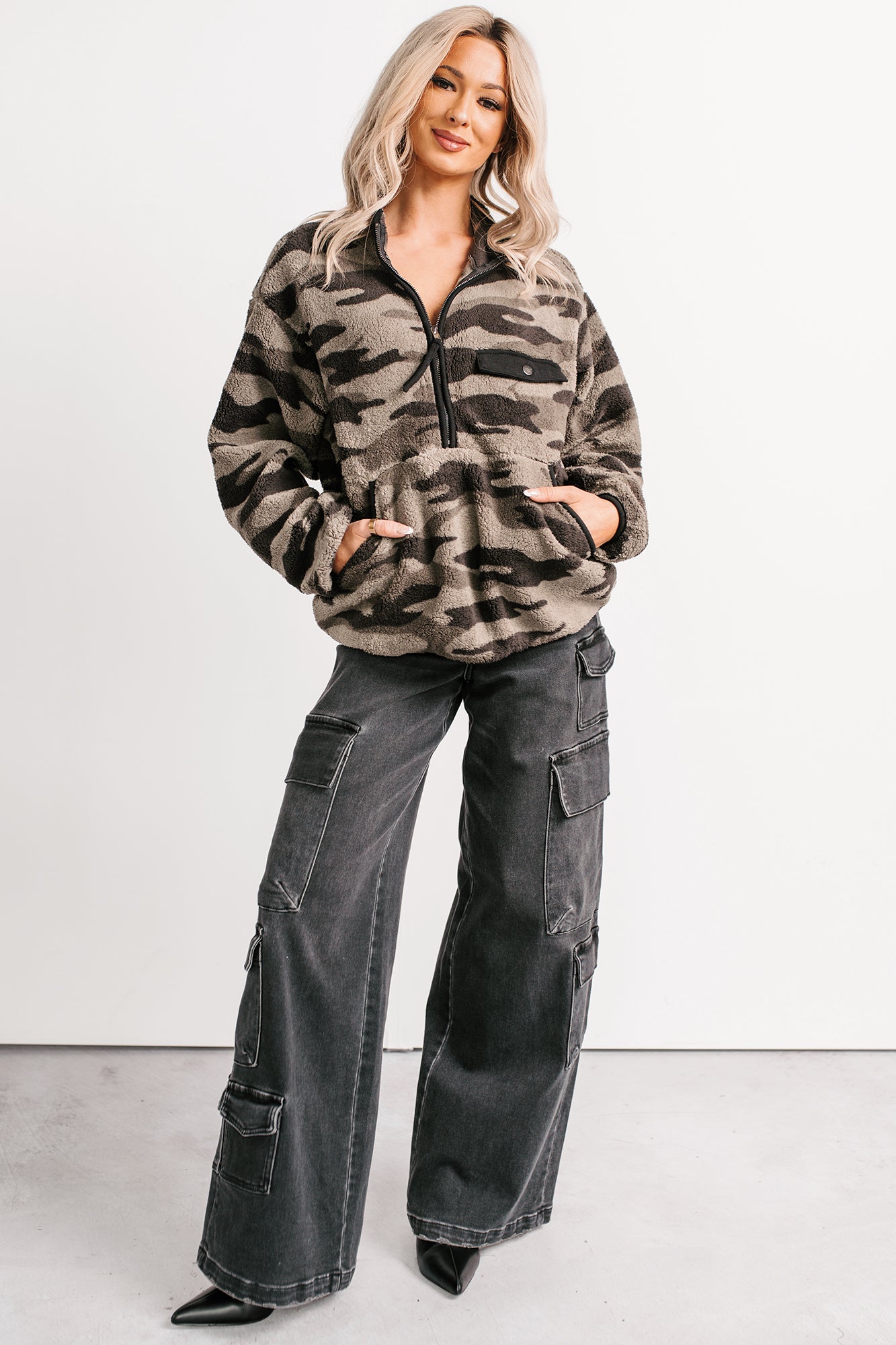 Refined Reign Camo Print Pullover (Grey) - NanaMacs