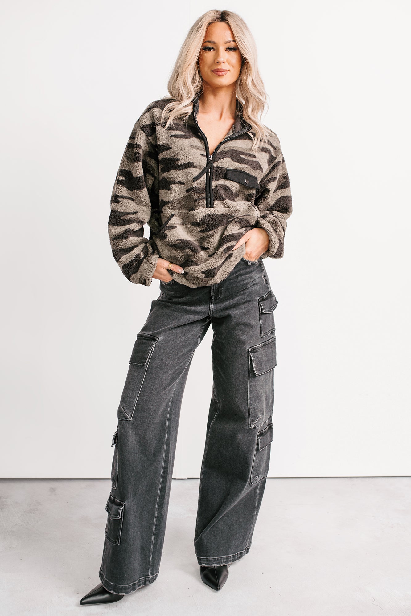 Refined Reign Camo Print Pullover (Grey) - NanaMacs