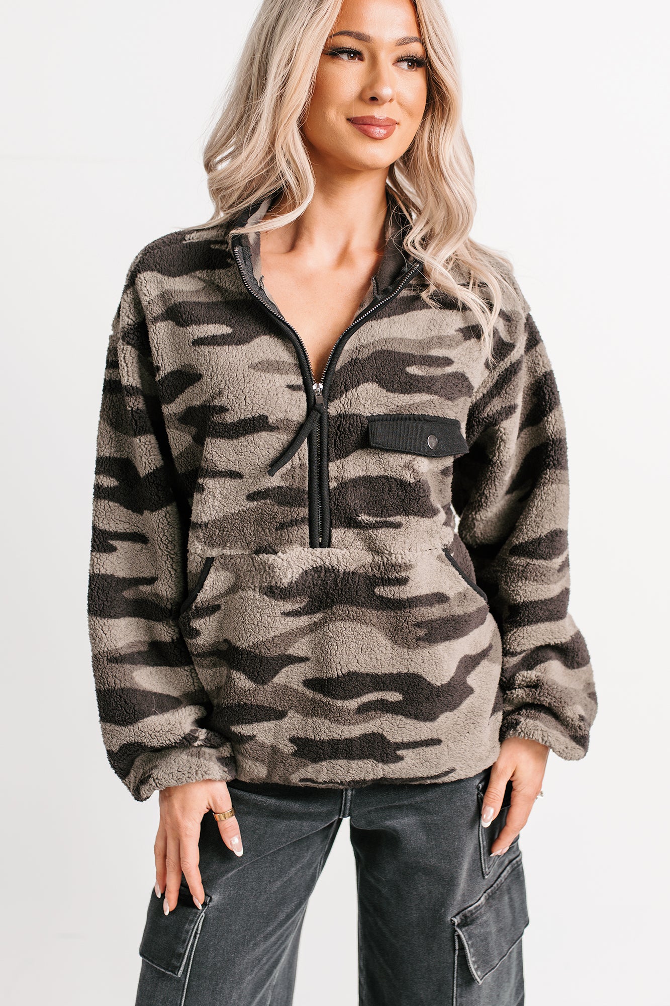 Refined Reign Camo Print Pullover (Grey) - NanaMacs
