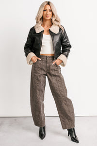 Kelsey Cheetah Seamed Barrel Hidden Jeans (Brown Cheetah) - NanaMacs