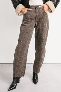 Kelsey Cheetah Seamed Barrel Hidden Jeans (Brown Cheetah) - NanaMacs