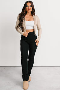 Daily Rituals Ribbed High Rise Flare Leggings (Black) - NanaMacs