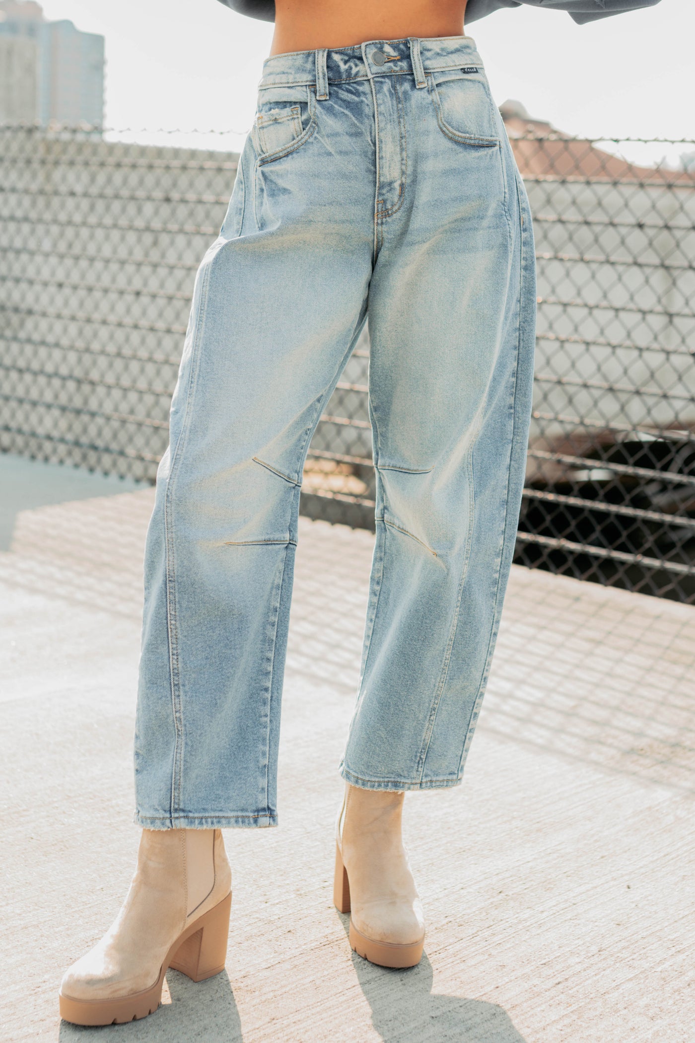 Colette Mid Rise Barrel Cello Jeans (Vintage Medium) - NanaMacs