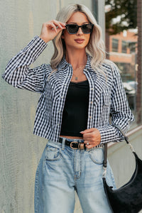 Morning Markets Signature 8 Gingham Crop Shirt (Black) - NanaMacs