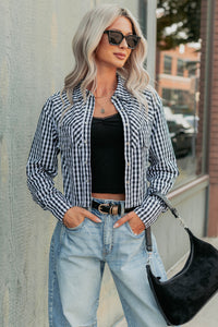 Morning Markets Signature 8 Gingham Crop Shirt (Black) - NanaMacs