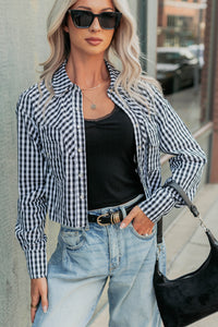 Morning Markets Signature 8 Gingham Crop Shirt (Black) - NanaMacs