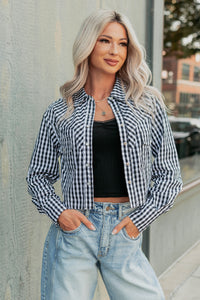 Morning Markets Signature 8 Gingham Crop Shirt (Black) - NanaMacs