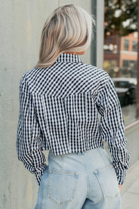 Morning Markets Signature 8 Gingham Crop Shirt (Black) - NanaMacs