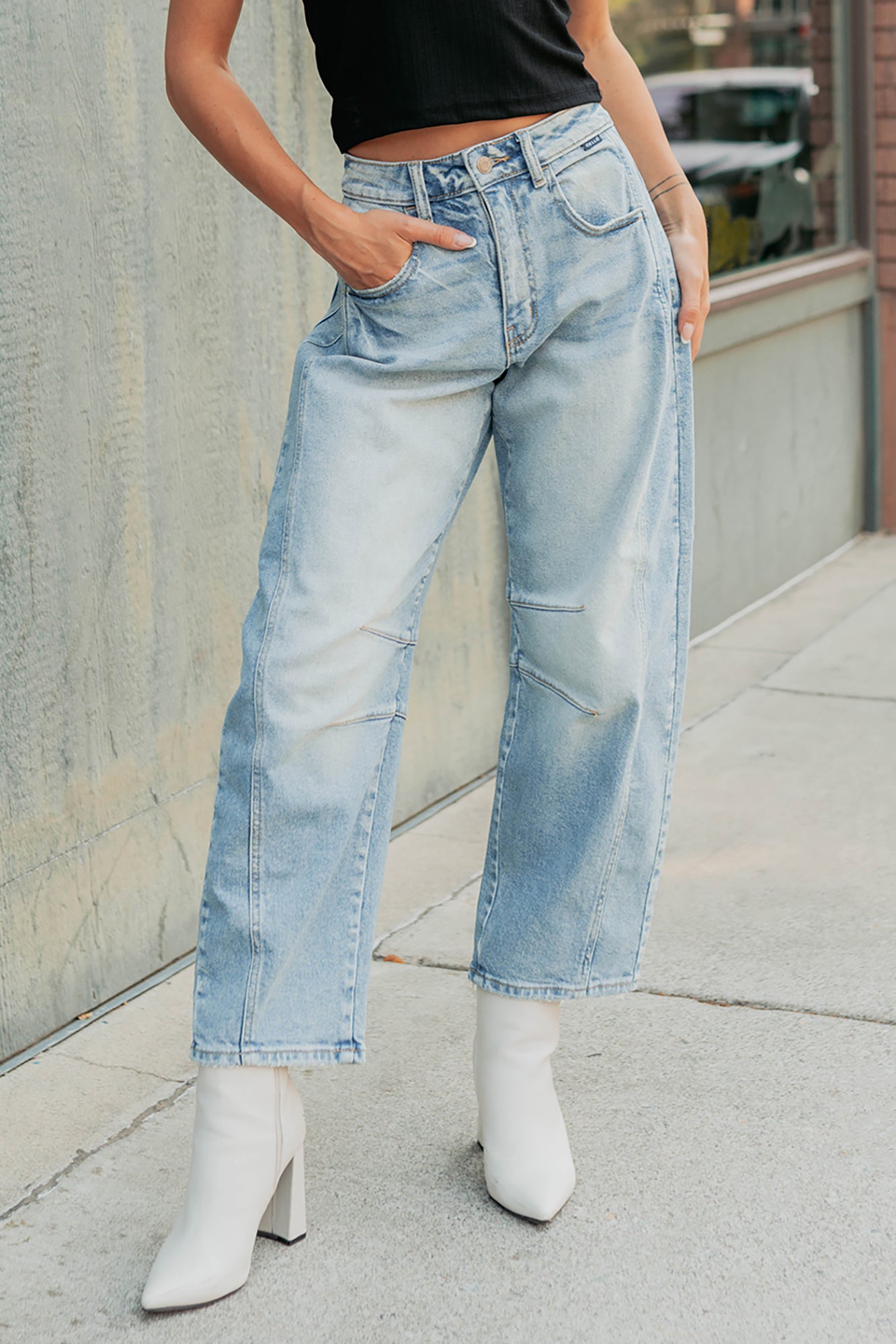 Colette Mid Rise Barrel Cello Jeans (Vintage Medium) - NanaMacs