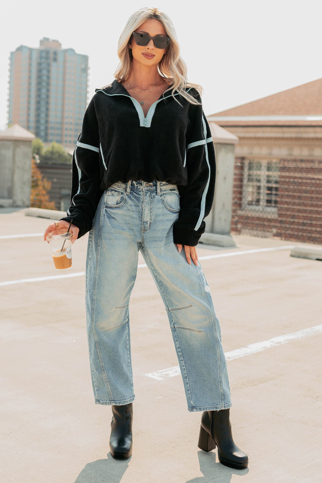 Simple Comfort Half-Zip Fleece Pullover (Black) - NanaMacs