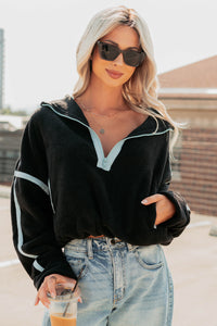 Simple Comfort Half-Zip Fleece Pullover (Black) - NanaMacs