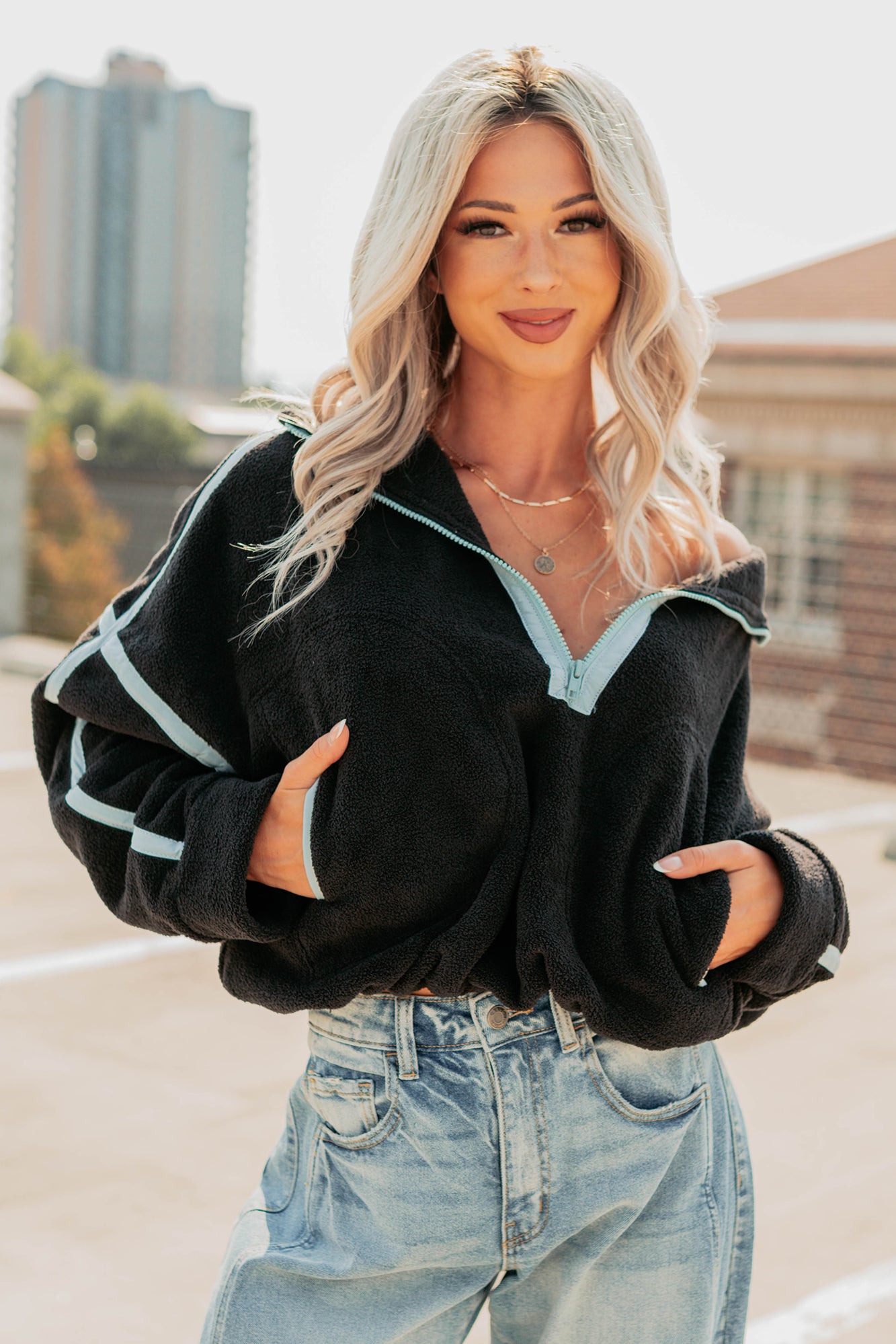 Simple Comfort Half-Zip Fleece Pullover (Black) - NanaMacs