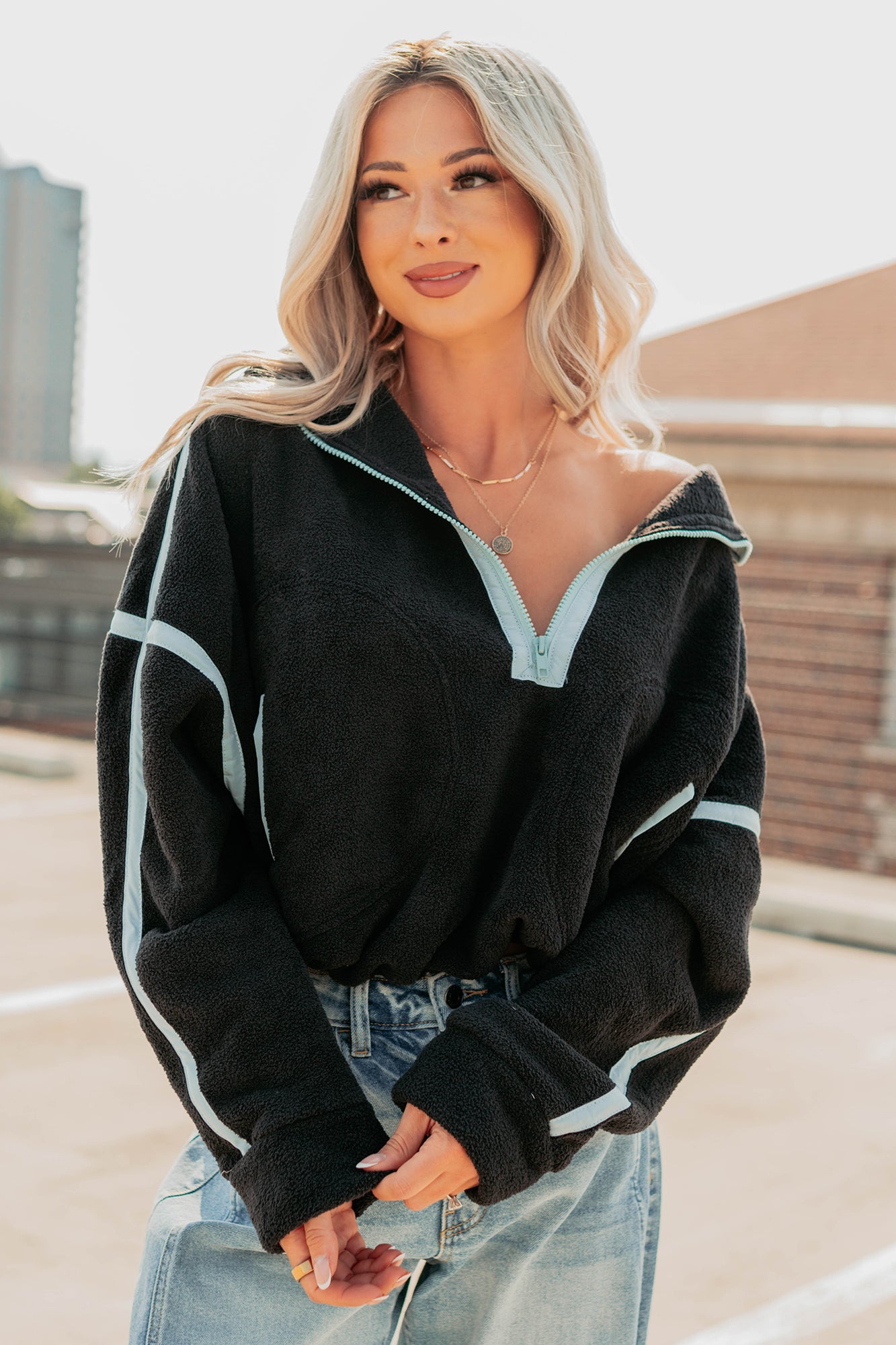 Simple Comfort Half-Zip Fleece Pullover (Black) - NanaMacs