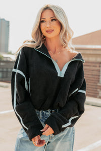 Simple Comfort Half-Zip Fleece Pullover (Black) - NanaMacs