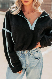 Simple Comfort Half-Zip Fleece Pullover (Black) - NanaMacs