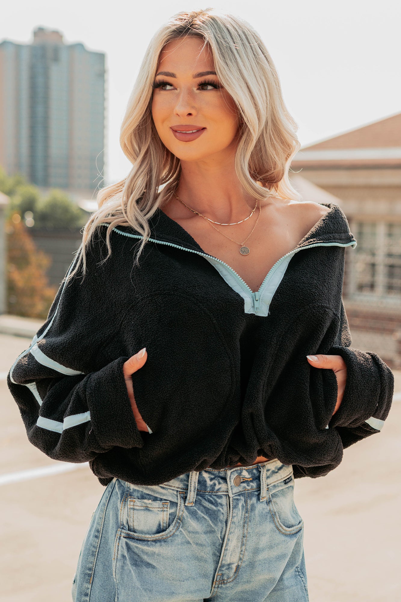 Simple Comfort Half-Zip Fleece Pullover (Black) - NanaMacs