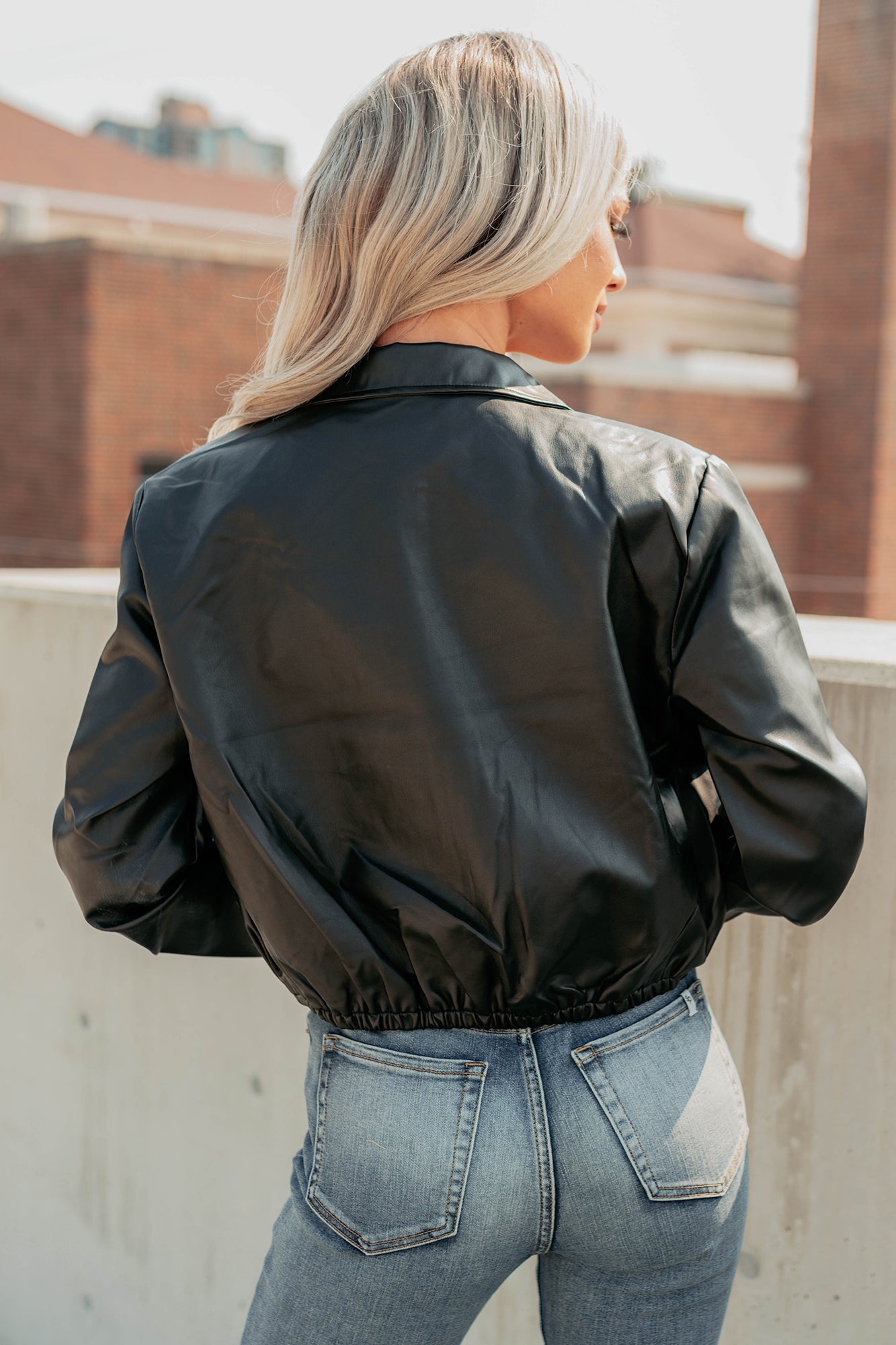 Fearless Moves Faux Leather Zip-Up Jacket (Black) - NanaMacs