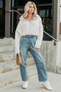 Simple Comfort Half-Zip Fleece Pullover (Ivory) - NanaMacs