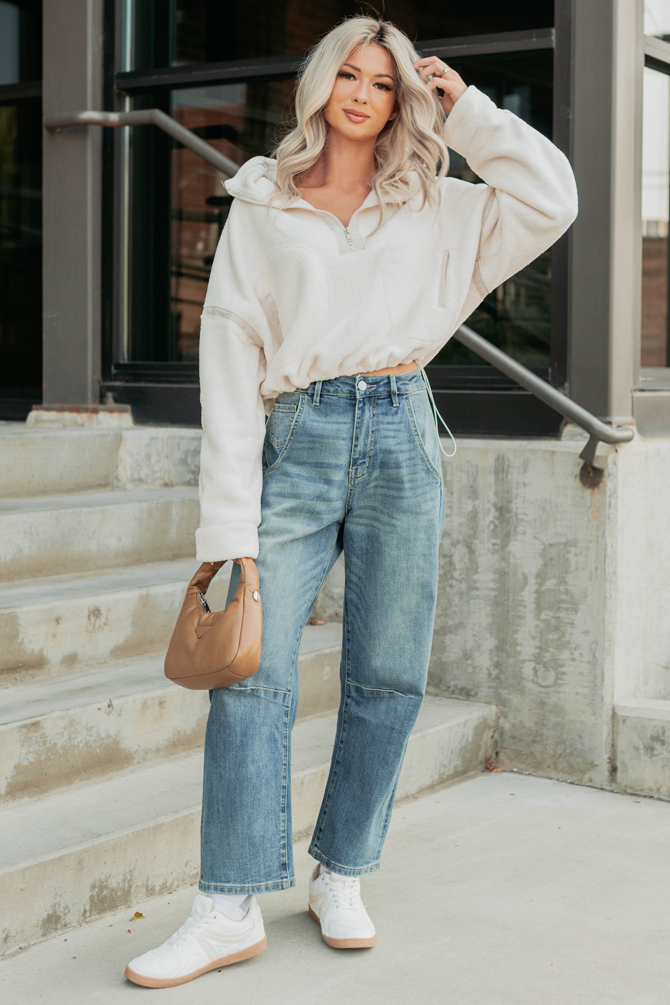 Simple Comfort Half-Zip Fleece Pullover (Ivory) - NanaMacs