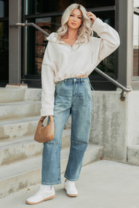 Simple Comfort Half-Zip Fleece Pullover (Ivory) - NanaMacs