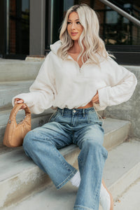 Simple Comfort Half-Zip Fleece Pullover (Ivory) - NanaMacs