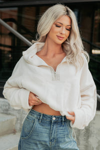 Simple Comfort Half-Zip Fleece Pullover (Ivory) - NanaMacs