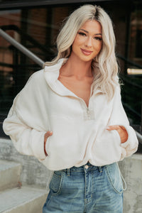 Simple Comfort Half-Zip Fleece Pullover (Ivory) - NanaMacs