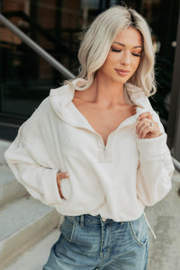 Simple Comfort Half-Zip Fleece Pullover (Ivory) - NanaMacs