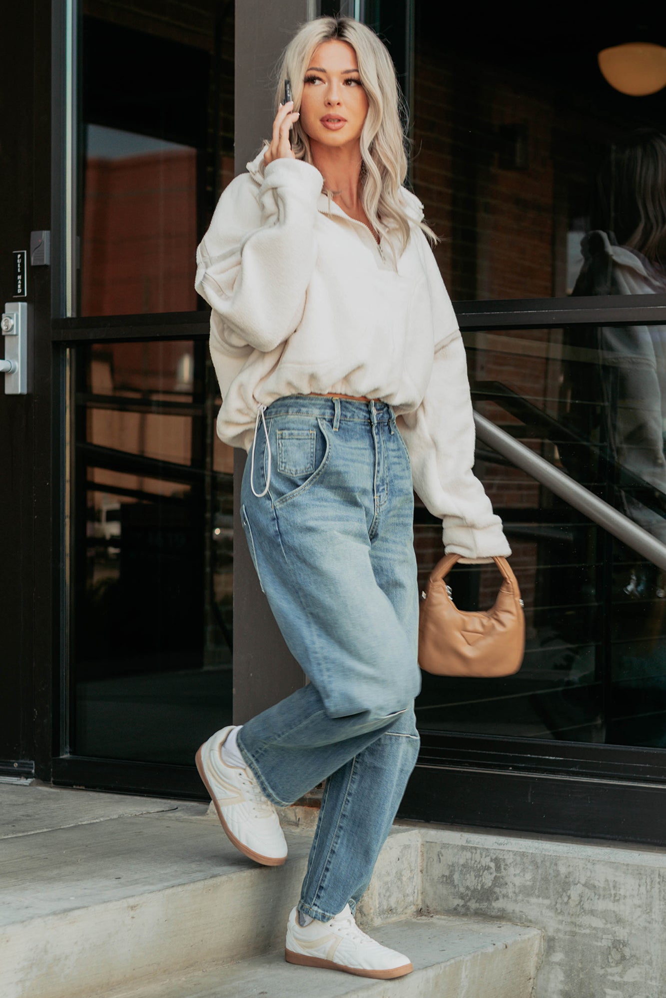 Simple Comfort Half-Zip Fleece Pullover (Ivory) - NanaMacs